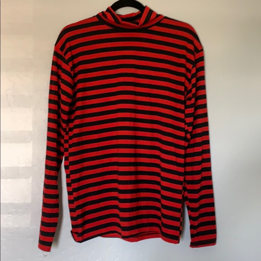 Black and Red Striped Turtleneck